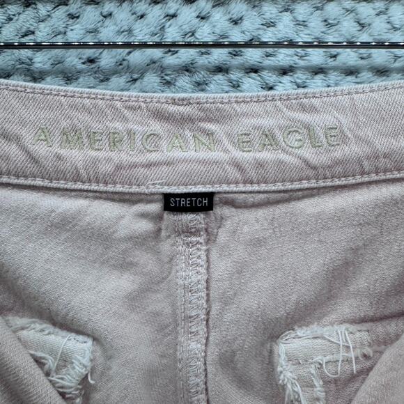 American Eagle Jeans Womens 8 Pink Cotton High Rise Wide Leg Patch Pocket - Picture 5 of 16